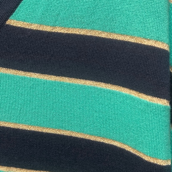 NWT Lilly Pulitzer Womens Autumn Sweater  Gold Metallic Stripe Lagoon Green - Picture 3 of 7